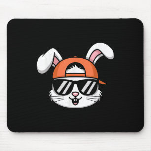 Cool Easter Bunny With Hat Funny Boys Kids  Mouse Pad