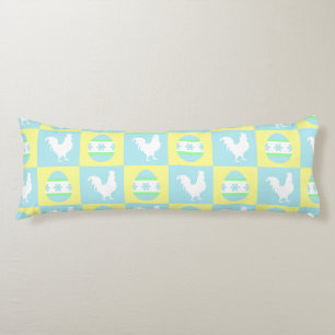 Cool Easter Chequerboard Pattern Rooster Eggs Body Pillow
