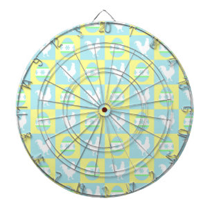Cool Easter Chequerboard Pattern Rooster Eggs Dartboard