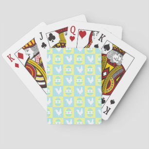 Cool Easter Chequerboard Pattern Rooster Eggs Playing Cards