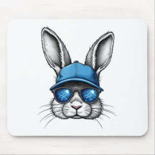 Cool Easter Day Bunny Face With Sungles Men Boys K Mouse Pad