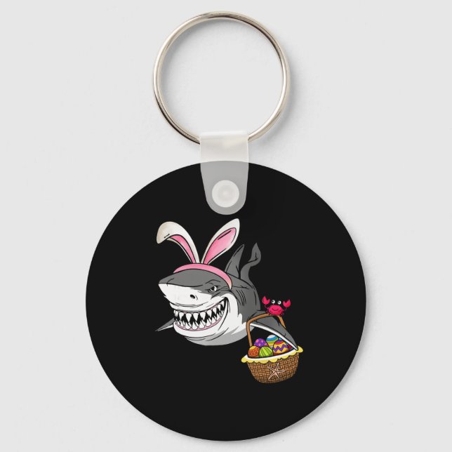 Cool Easter Shark Easter Sket Bunny Ears Happy Eas Keychain (Front)