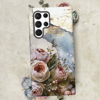 Cool Edgy Shabby Vintage Roses on Torn Paper