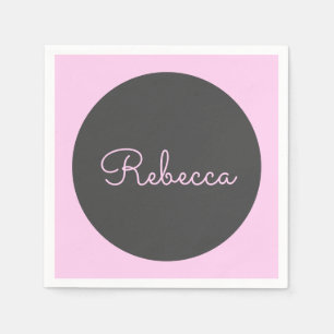 Cool Editable Pink Retro-Modern Script Design Napkin