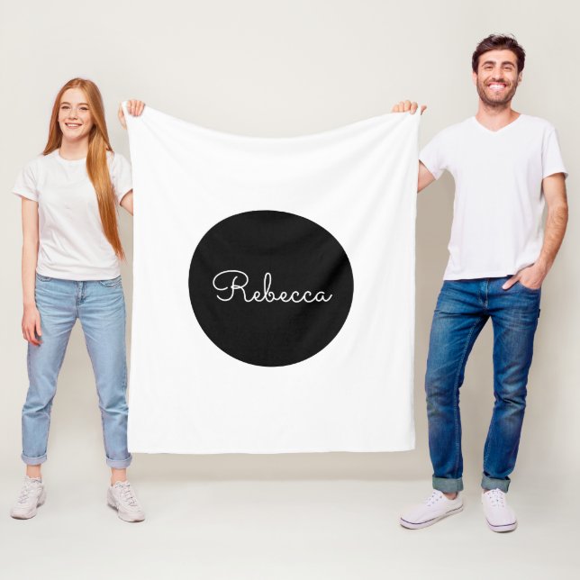 Cool Editable White Script Retro-Modern Design Fleece Blanket (In Situ)