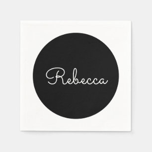 Cool Editable White Script Retro-Modern Design Napkin