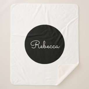 Cool Editable White Script Retro-Modern Design Sherpa Blanket