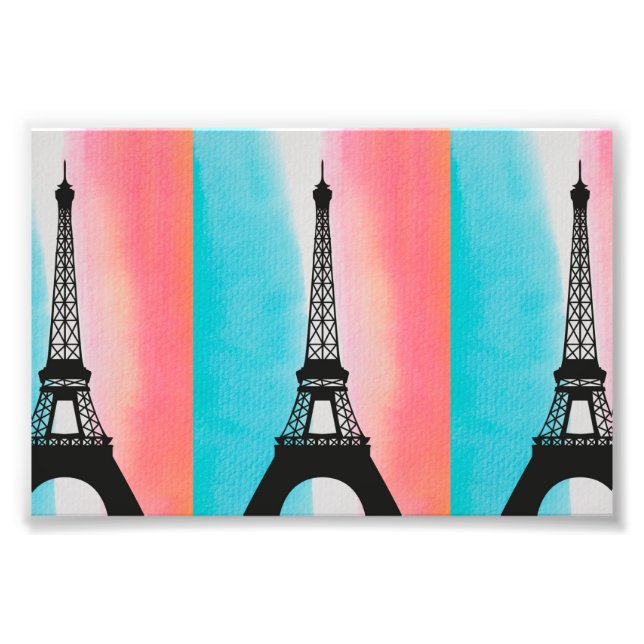 Cool Eiffel Tower Paris colourful background Photo Print (Front)