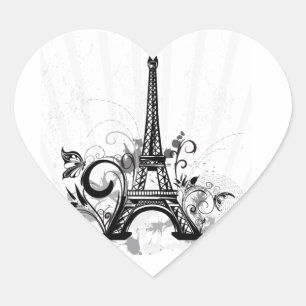 Cool Eiffel Tower swirls dots splatters butterfly Heart Sticker