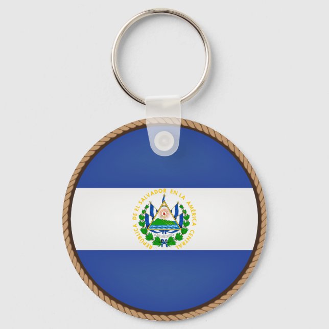Cool El Salvador Flag Seal Keychain (Front)