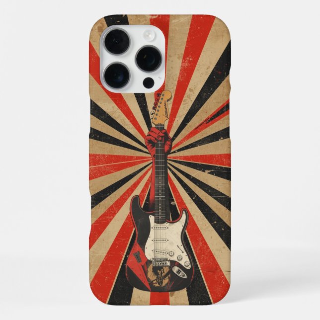 Cool Electric Guitarist Gift Soviet Art Rock Music iPhone Case (Back)