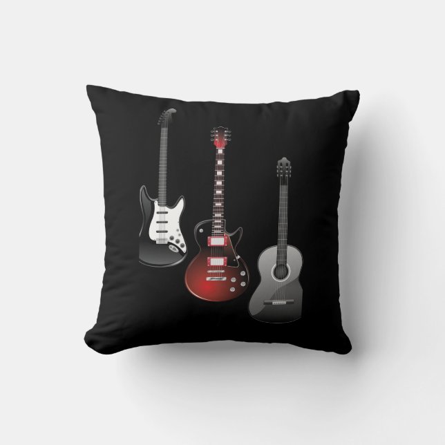 Cool Electric Guitars for Music Lovers Custom Gift Throw Pillow (Front)