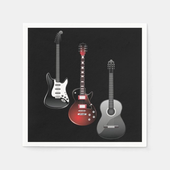 Cool Electric Guitars for Music Lovers Gift Napkin (Front)