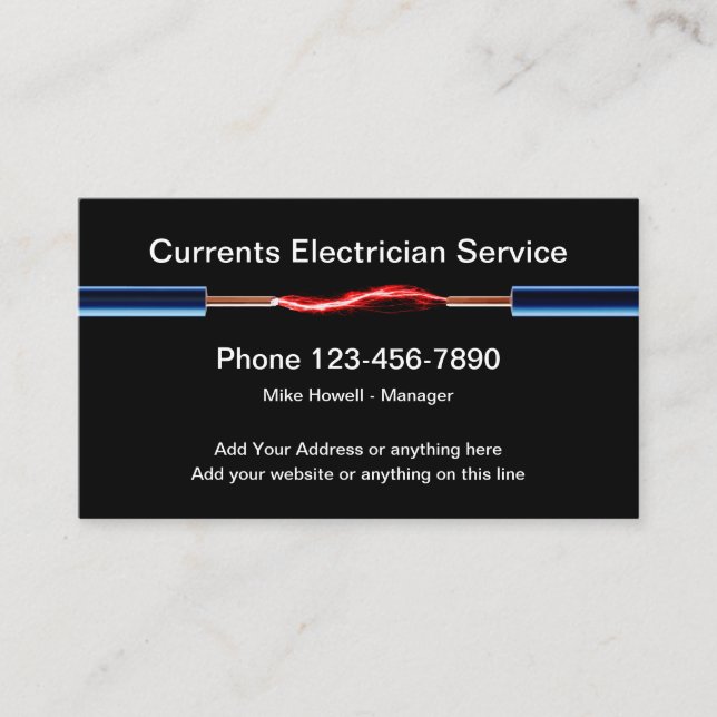 Cool Electric Spark Wire Electrician Business Card (Front)