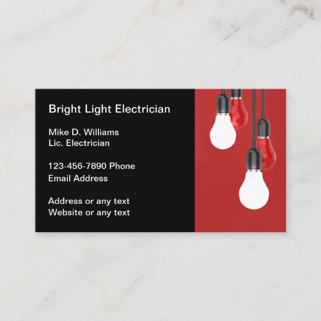 Cool Électricien Cartes de visite modifiables (Devant)