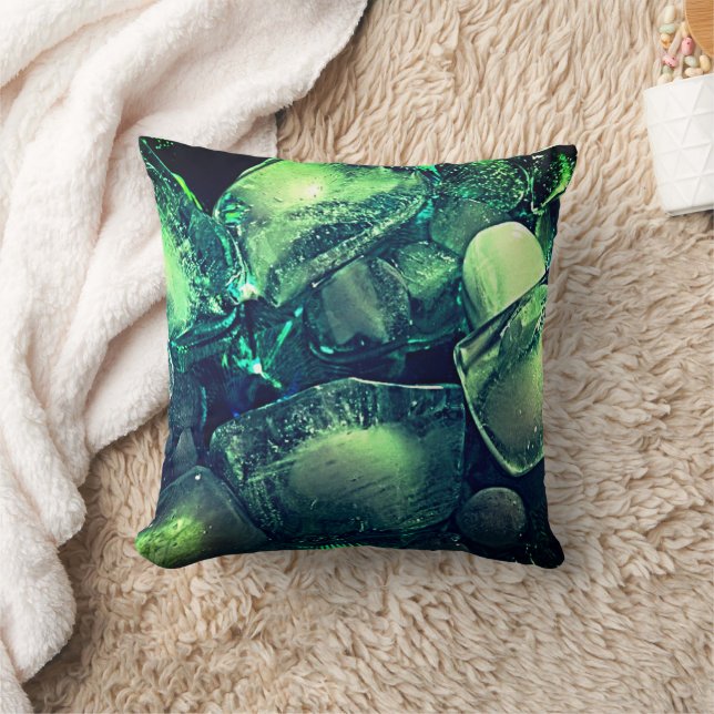 Cool Elegance: Turquoise Ice Cube Throw Pillow (Blanket)
