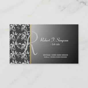 cool, elegant black damask business card