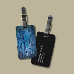 Cool Elegant Blue Circuit Board Black Luggage Tag<br><div class="desc">Elegant customizable luggage tag design with a professional studio photo of circuit board. Cool modern design.</div>