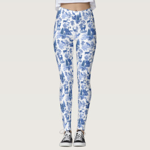 Cool Elegant Blue Deer French Toile Leggings