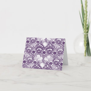 Cool Elegant Distressed Purple Lace Damask Pattern Card