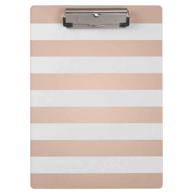 Cool Elegant Girly Rose Light Grey Striped Clipboard (Front)