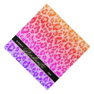 Cool Elegant Gold Glitter Leopard Print Violet Graduation Cap Topper