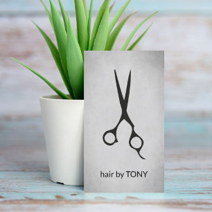 Cool Elegant Grey Black Scissors Hairstylist Business Card