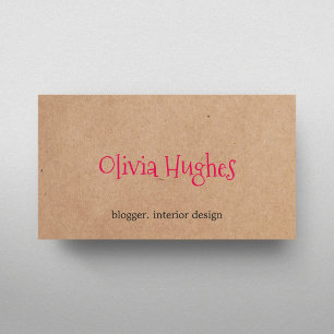 Cool Elegant Kraft Paper Pink Interior Designer Business Card