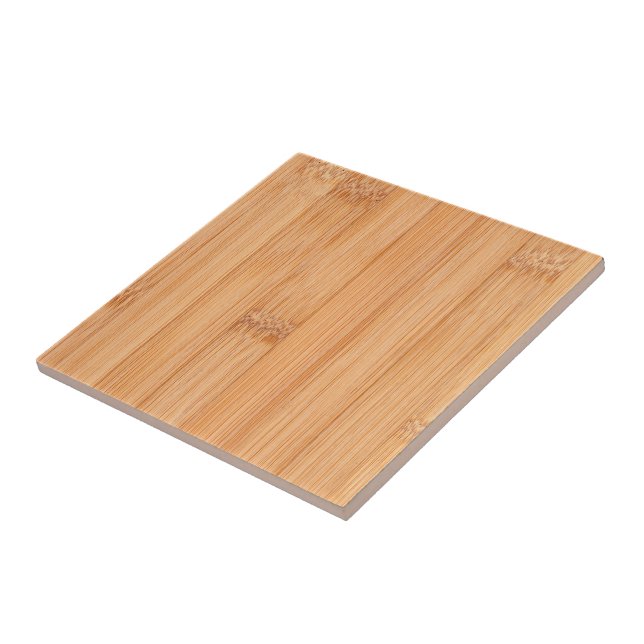 Cool elegant light brown bamboo wood print tile (Side)