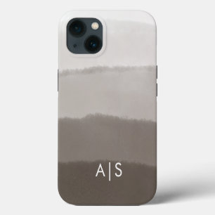 Cool Elegant Monogrammed Initials Davy Grey Ombre iPhone 13 Case