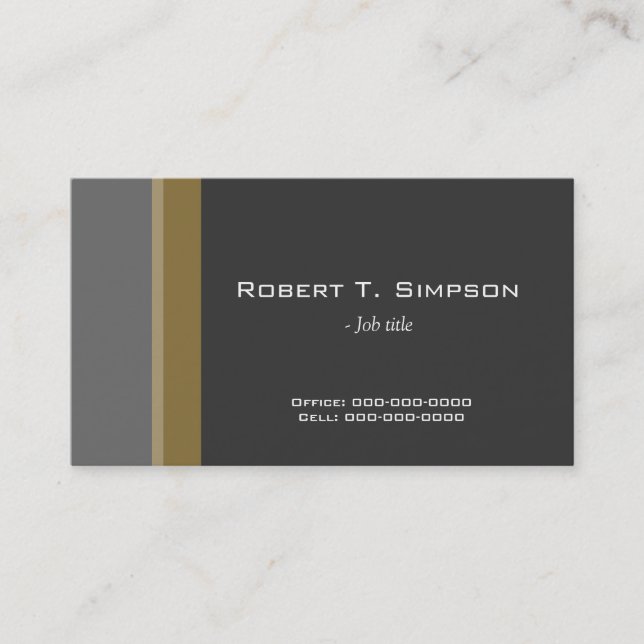 cool, elegant professional black/grey profile business card (Front)