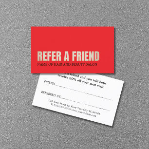 Cool Elegant Red Golden Beauty Salon Referral Card