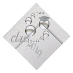 Cool Elegant Silver Glitter,Class 2019 Graduation Cap Topper