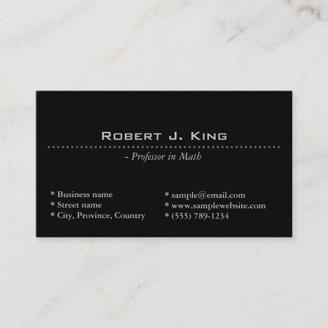 Cool, élégant, simple carte de visite noir. (Devant)