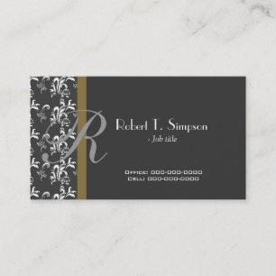 cool, elegant simple damask monogram business card