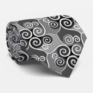 Cool Elegant Swirly Abstract Pattern Artsy Grey Tie