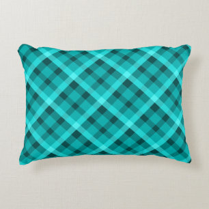Cool Elegant Turquoise Plaid Accent Pillow