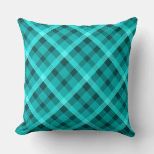 Cool Elegant Turquoise Plaid Big Throw Pillow