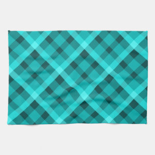 Cool Elegant Turquoise Plaid Kitchen Towel