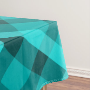 Cool Elegant Turquoise Plaid Large Tablecloth