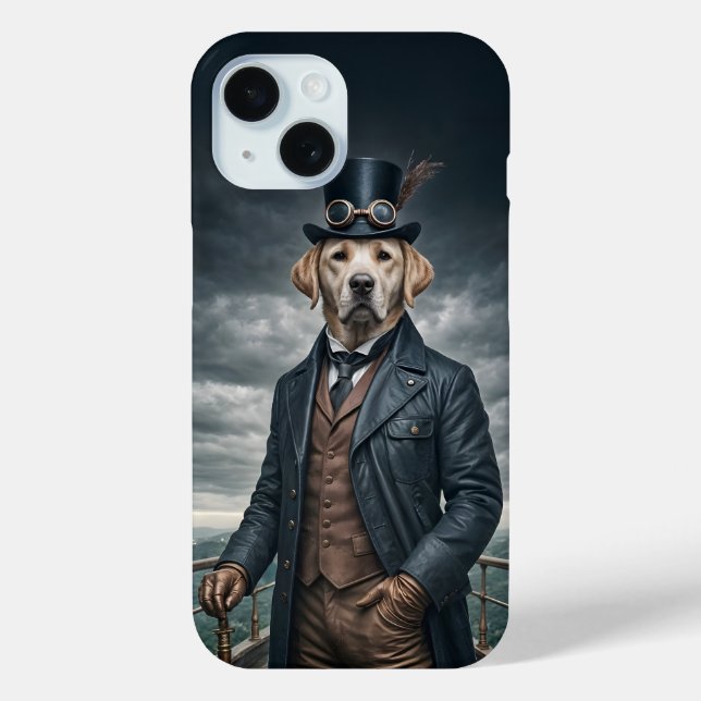 Cool Elegant Victorian Steampunk Labrador Dog Art Case-Mate iPhone Case (Back)
