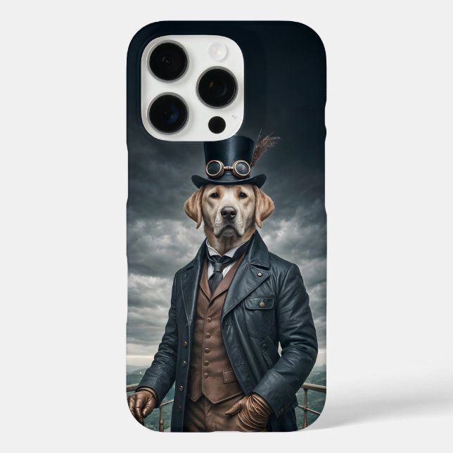 Cool Elegant Victorian Steampunk Labrador Dog Art Case-Mate iPhone Case (Back)