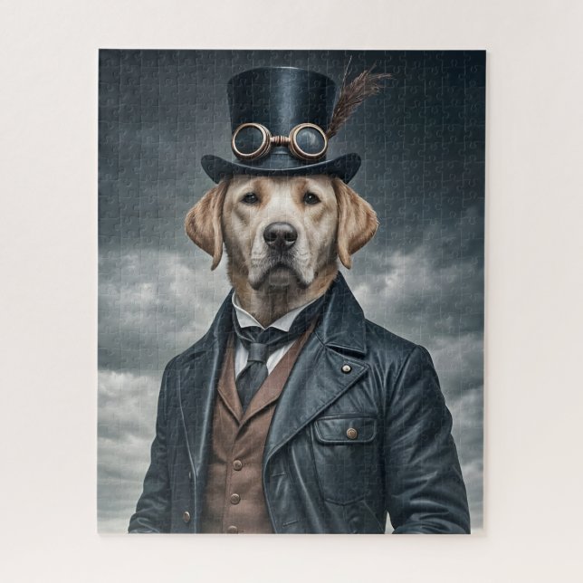 Cool Elegant Victorian Steampunk Labrador Dog Art Jigsaw Puzzle (Vertical)