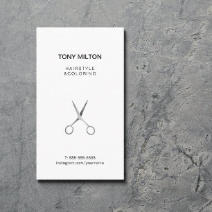Cool Elegant White Faux Silver Scissors Hair Business Card