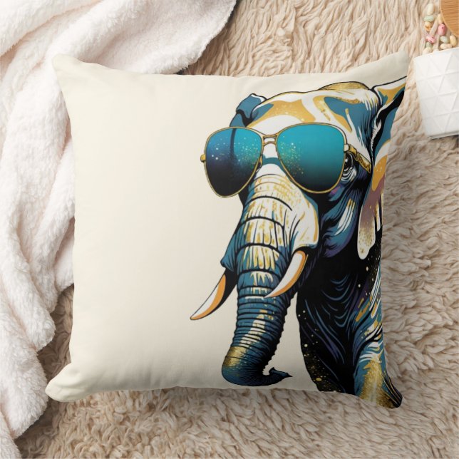 Cool Elephant Chic Throw Pillow (Blanket)