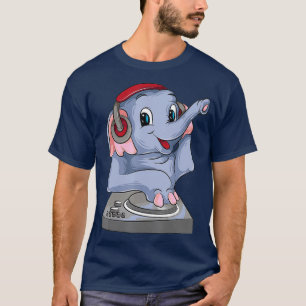 Cool Elephant DJ Funny Party Animal Music Mixer T-Shirt