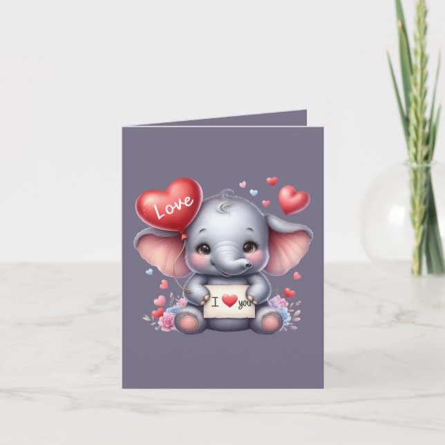 Cool elephant love add message  card (Front)