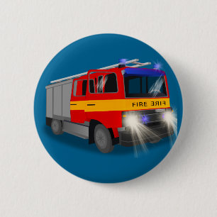Cool Emergency Fire Engine Cartoon Design for Kids 2 Inch Round Button