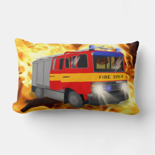 Cool Emergency Fire Engine Cartoon Design for Kids Lumbar Pillow