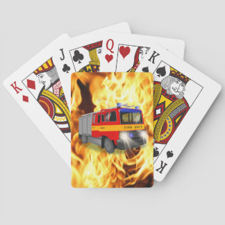 Cool Emergency Fire Engine Cartoon Design for Kids Playing Cards